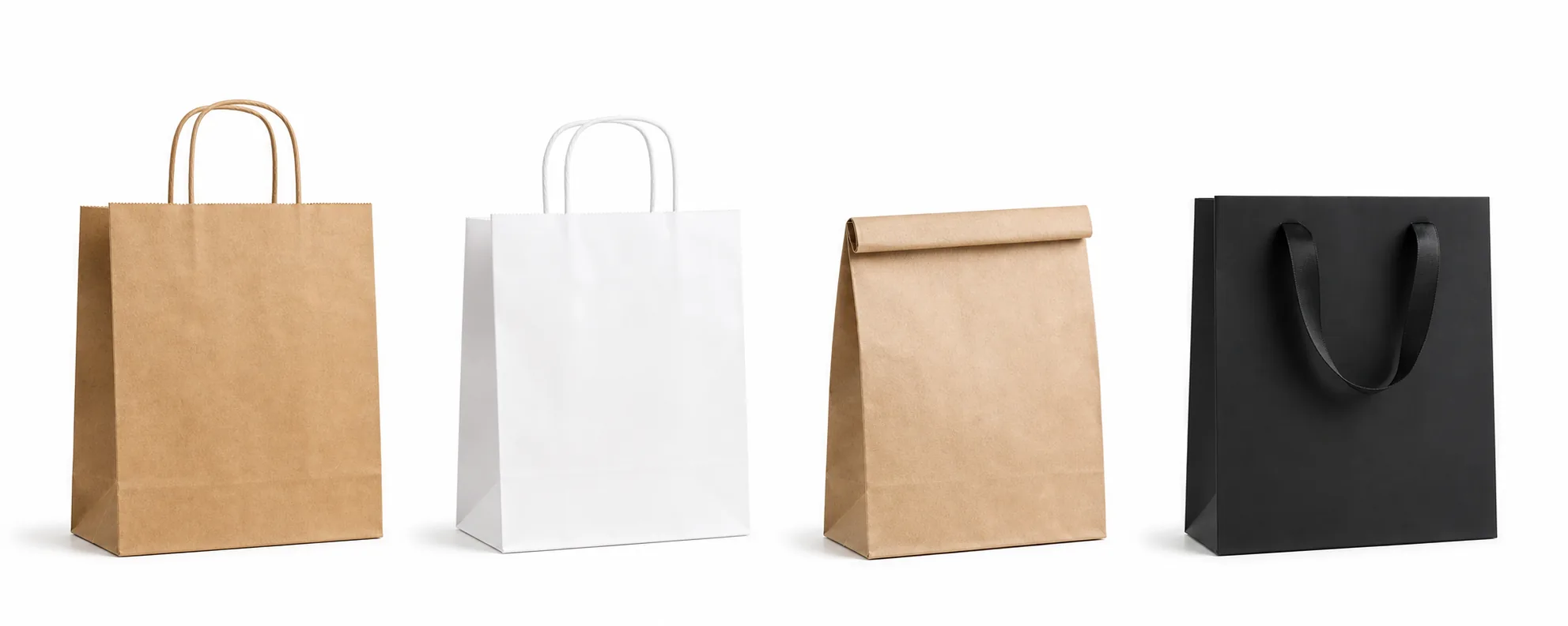 Set of square bottom paper bags